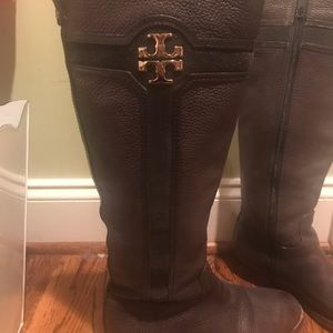 Dark chocolate brown Tory Burch riding boots